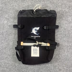 Topo Designs Backpack Mens Medium Black Shark Logo STRIVE Prep Nylon Bag